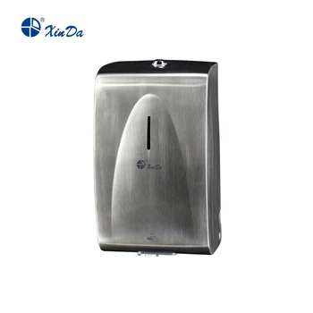 

The Xinda XDQ 210K Stainless Steel Automatic Soap Dispenser Powered by AC/DC 2000 mL Wall Mounted with Key-Locked Protection