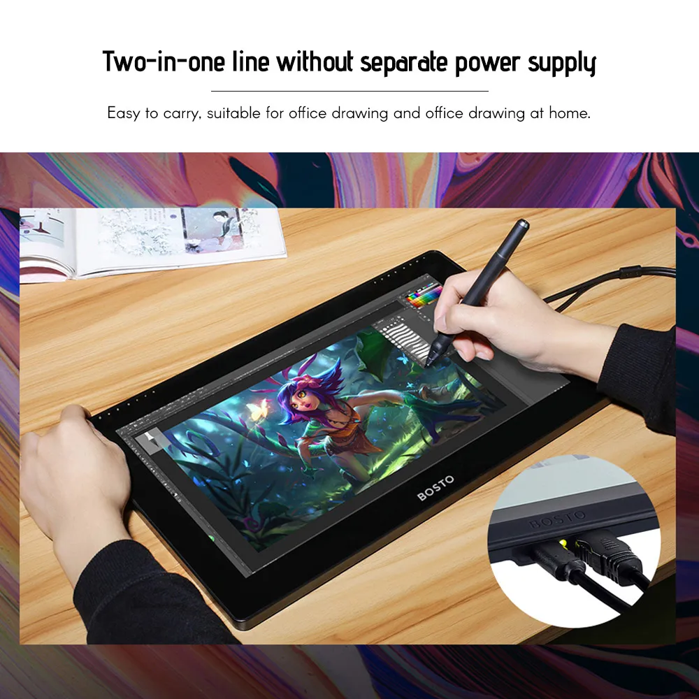 BOSTO 16HD IPS HD Graphics Drawing Digital Tablet Monitor Pen Display with  8 Shortcut Keys & 8192 levels Rechargeable Stylus Pen - AliExpress