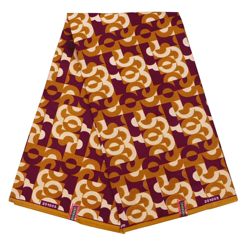 

2019 Latest Arrivals African Pagnes Real Dutch Guaranteed Veritable Wax Orange & Brown Printed Fabric 6Yards\set