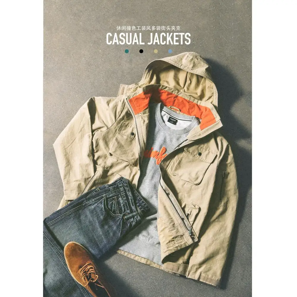 discounted  SIMWOOD 2019 Autumn Winter New Hooded Field Jacket Men Fashion Cargo Jackets Multi Pocket Outerwear