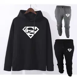 Новые модные толстовки с принтом Супермена, мужская спортивная толстовка + спортивные костюмы, повседневный пуловер с длинными рукавами