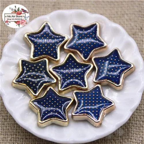 50 шт. 12 мм звезда многоцветные плоские кнопки домашние фигурки для сада Кабошон Скрапбукинг DIY аксессуары - Цвет: deep blue 50pcs