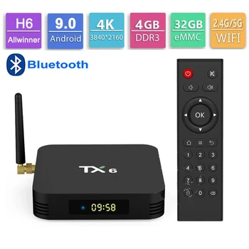 

TX6 Android 9.0 Smart TV BOX Allwinner H6 Quad Core support 2.4G&5G Wireless WIFI 4G 32G Set Top Box Media player TX6MINI
