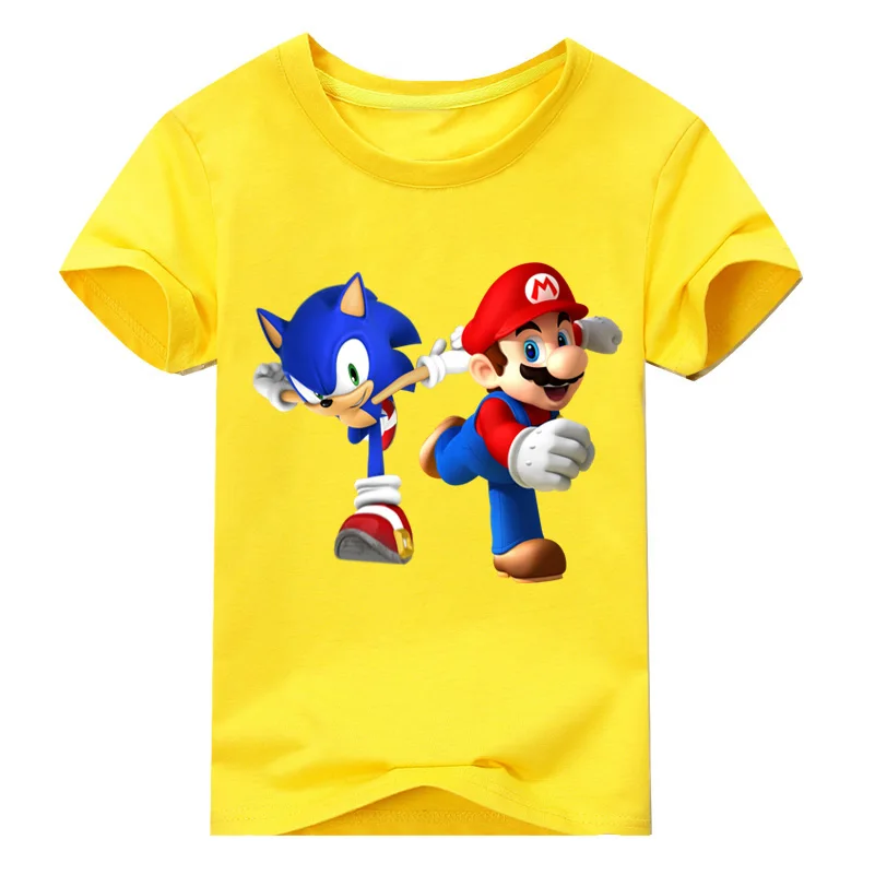 Футболка для мальчиков и девочек детская футболка с Супер Марио Луиджи, топы для детей, футболка с коротким рукавом, футболка с младенцем, одежда футболка для малышей