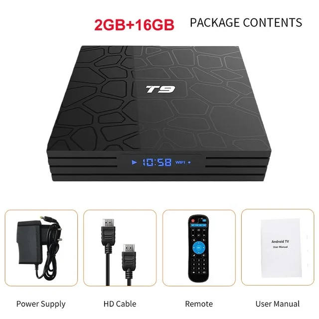 T9 ТВ коробка Android 9,0 4 Гб ОЗУ 64 Гб ПЗУ RK3318 Четырехъядерный 4K H.265 2,4G+ 5G двойной Wi-Fi Bluetooth 4,0 T9 HD Смарт медиаплеер - Цвет: 2GB RAM 16GB ROM