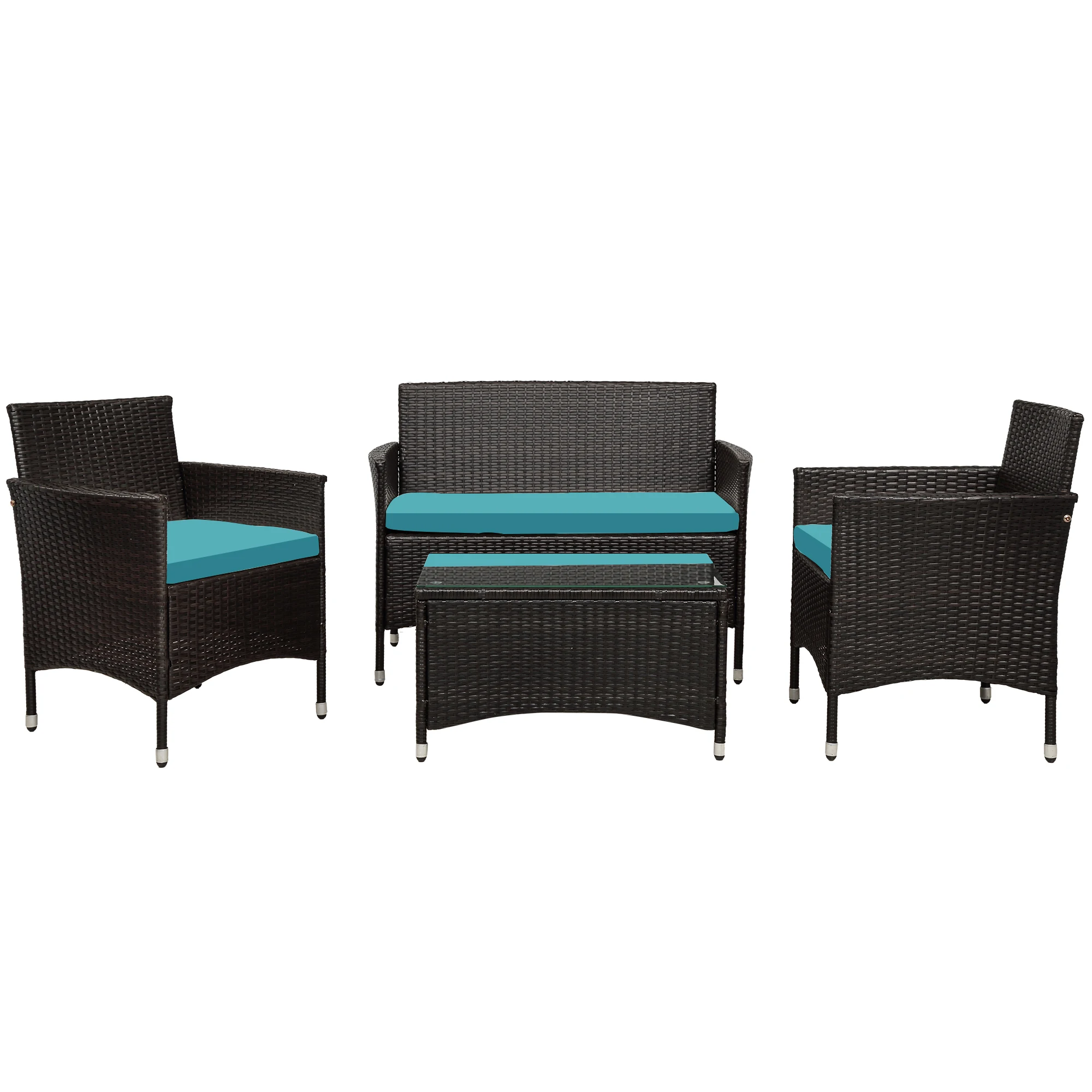 Outdoor Furniture Set 4 Piece Rattan Sofa Seating Group with Cushions