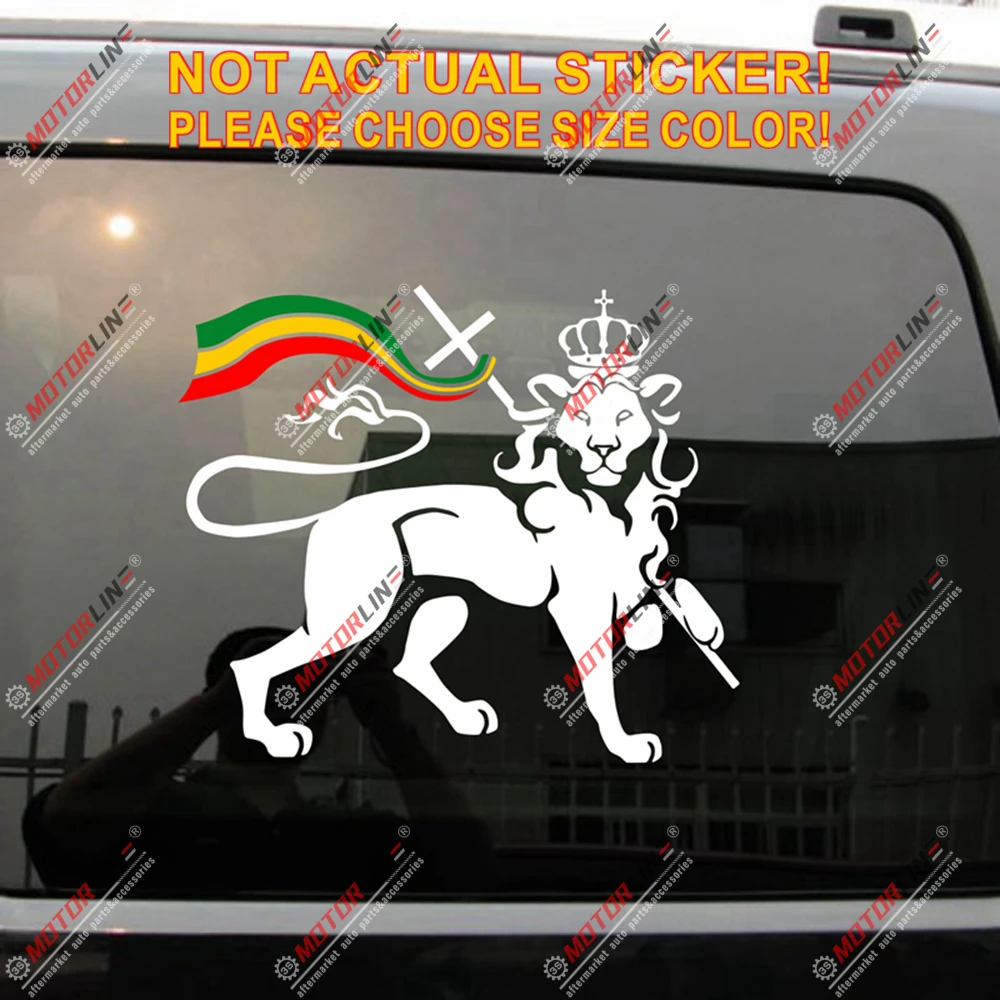 Лев Иуды наклейка стикеры автомобиля винил раста растафари флаг Ямайки эфиопской - Название цвета: white n tricolor