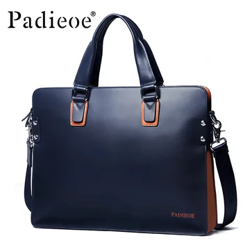 

Padieoe Fashion Genuine Leather Bag Business Men Messenger Bags Luxury Brand Men Briefcases Designer Male Laptop Handbag