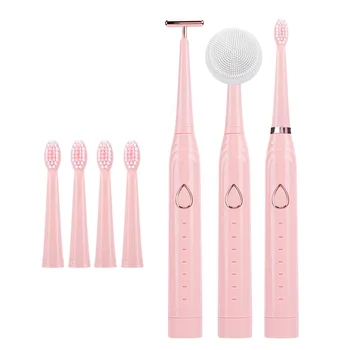 

3 In 1 6 Modes Waterproof Ergonomic Multifunctional Home Battery Powered Bathroom Electric Toothbrush Ultrasonic Face Washing