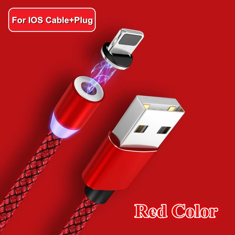 Магнитный usb-кабель с разъемом для быстрой зарядки для Iphone TYPE-C Micro USB кабель для передачи данных для Xiaomi Redmi samsung Android IOS 1 м 2 м линия - Цвет: Red for IOS