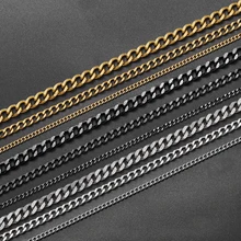 

2021NEW Cuban Link Chain Necklace For Men Woman Basic Punk Stainless Steel Necklace Gold Black Color Male Choker colar Jewelry
