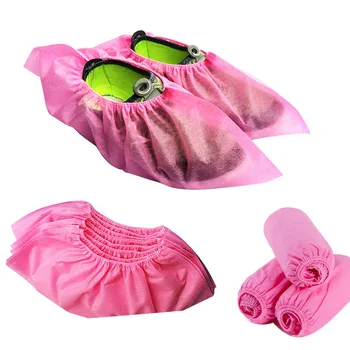 

100pcs Disposable Thickened Non-woven Shoes Cover Overshoes Single Use Boot Sneaker Leather Shoes Cover, Pink