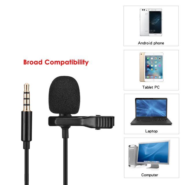 IiiMymic-Micrófono de solapa omnidireccional de 3,5mm, Clip de corbata para ios, Android, teléfono móvil, PC, portátil, grabación - Imagen 5