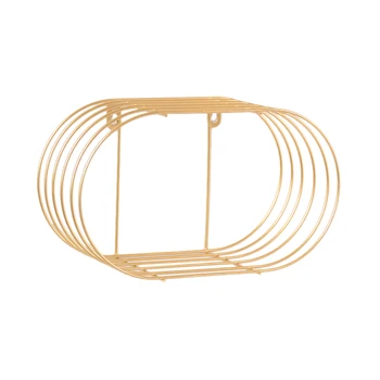

Nordic Simple Wrought Iron Wall Shelf Home Decor Bathroom Wall Wash Finishing Shelf Hanging Oval Figure Decoration Gold