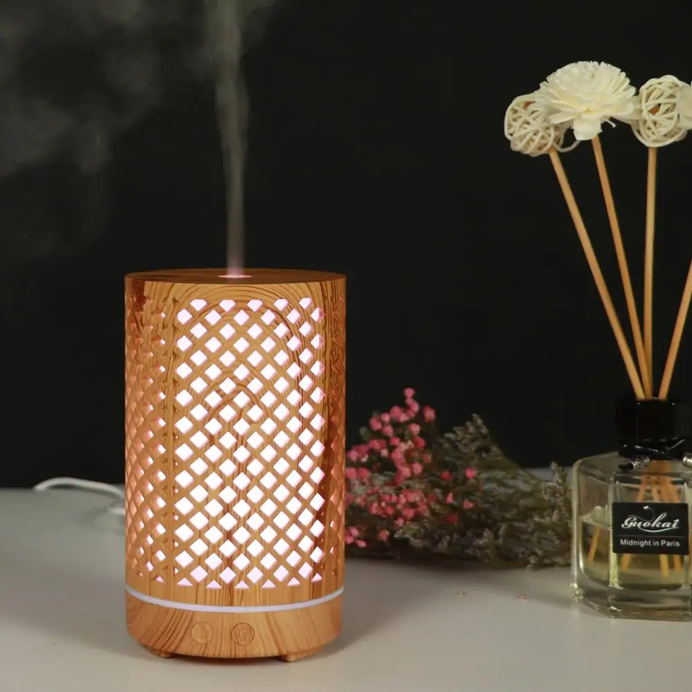 100ml air ultrasonic humidifiers essential oil humidifiers diffusers electric wood Openwork Aromatherapy Machine For Home
