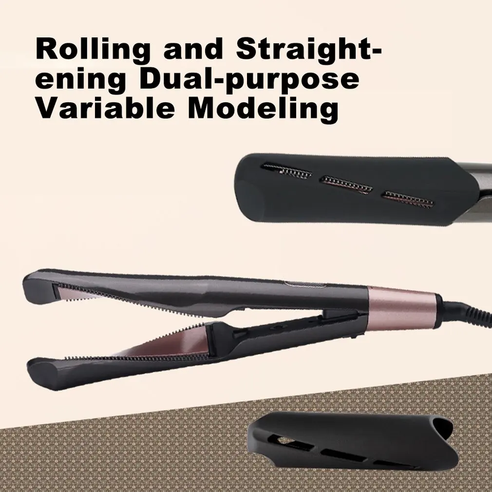 

2 In 1 Hair Straightener Tail Rotating Temperature Curling Device Twisted Hair Curler Slanting Plate Liquid Crystal
