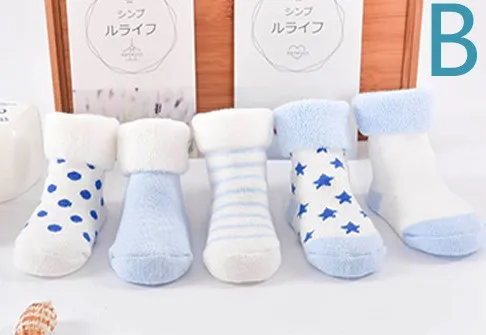 5 пар, зимние носки для малышей нескользящие носки в полоску и горошек для маленьких мальчиков и девочек детские зимние носки