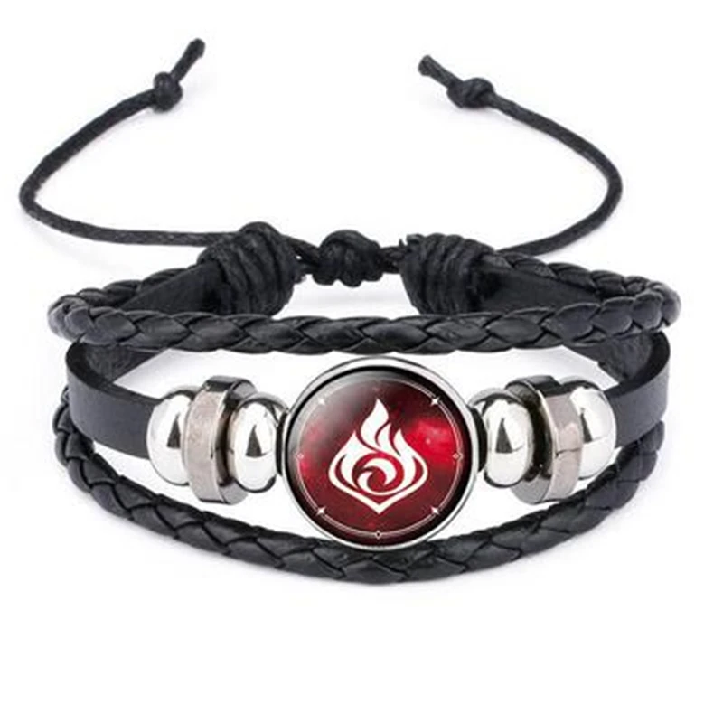Genshin Impact Glow-in-the-Dark Bracelet Set - 7 Element Bracelets (Fire, Ice, Wind, Etc.), Adjustable & Luminous