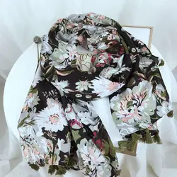 New lady Autumn Cotton Tassel Shawl Abstract Floral Spain Style Pashmina Wrap Thick Sun Protection Summer Soft Shawl 180*100cm