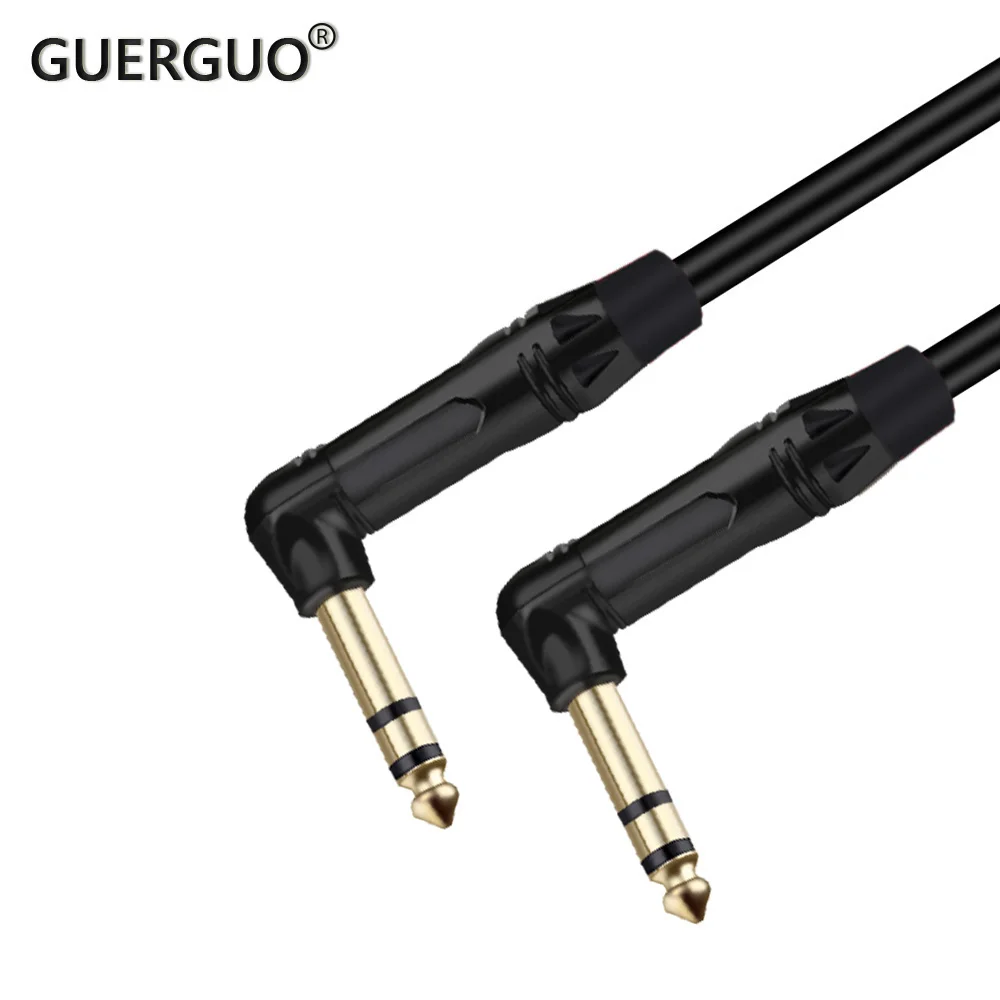 

6.35mm Right Angle Stereo Jack Cable 1/4 TRS Gold Plated Male Audio Cable Luxury Gunmetal Microphone Plug Speaker Connector