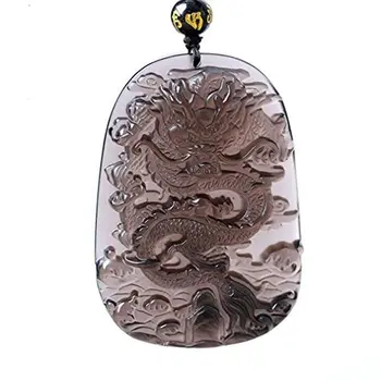 

LETSFUN Fine Jewelry Natural Ice Kind of Obsidian FengShui Lucky Wealth Dragon Lonng Statue Necklace Pendan Free Shipping