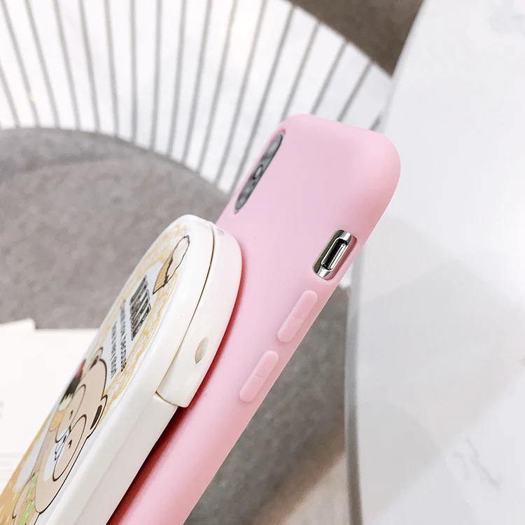 SAM S10 Plus мультяшный зеркальный чехол для макияжа, милый медведь задняя крышка для samsung S6 S7 Edge/S8 S9 plus/S10e/S10 Lite чехол для телефона