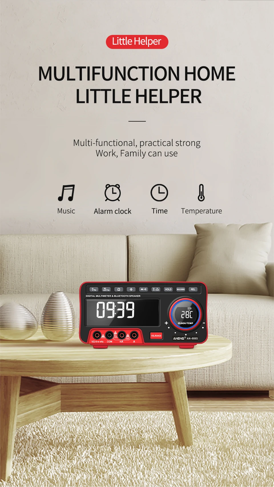 AN888S Bluetooth тон/функция часов/функция будильника/функция термометра 19999 отсчетов Многофункциональный al Рабочий стол Digita