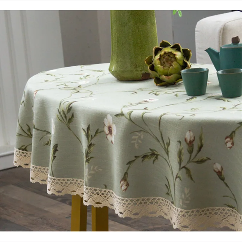 Oval Tea Table  American Fresh Small Broken Flower Tablecloth Cotton Linen New Year's Tablecloth  Coffee Table for Living Room