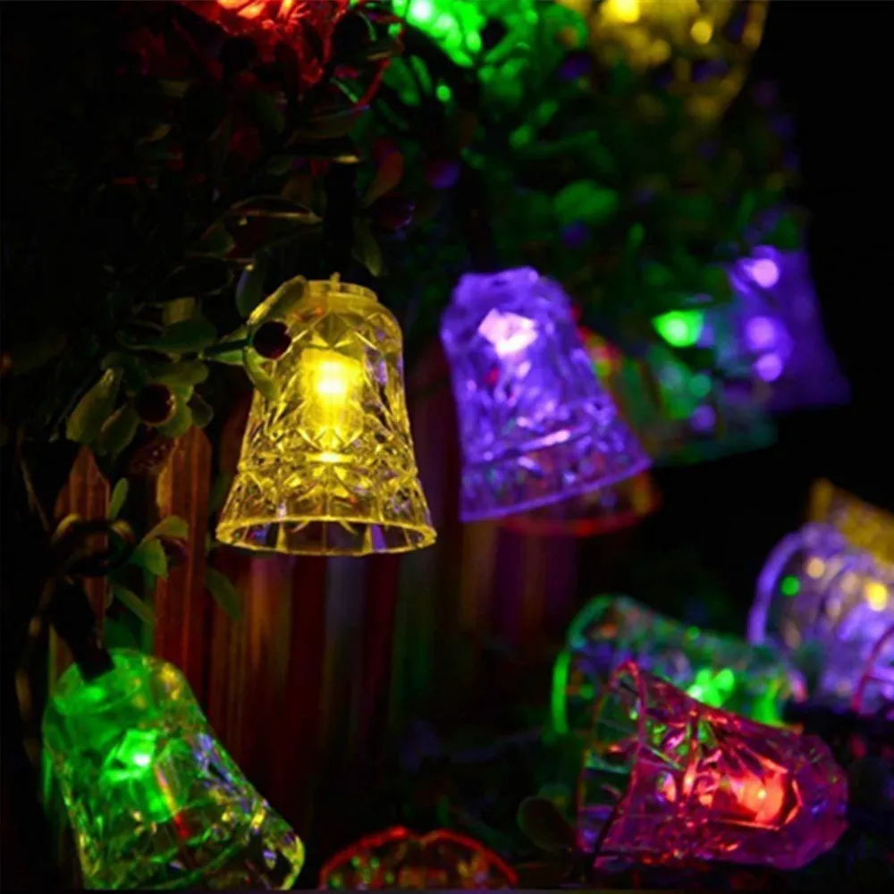 20 светодиодов, Кристальный Рождественский светильник, солнечный Сказочный светильник, уличный водонепроницаемый светильник для праздника, вечеринки, двора, дома, Декор, струнный светильник