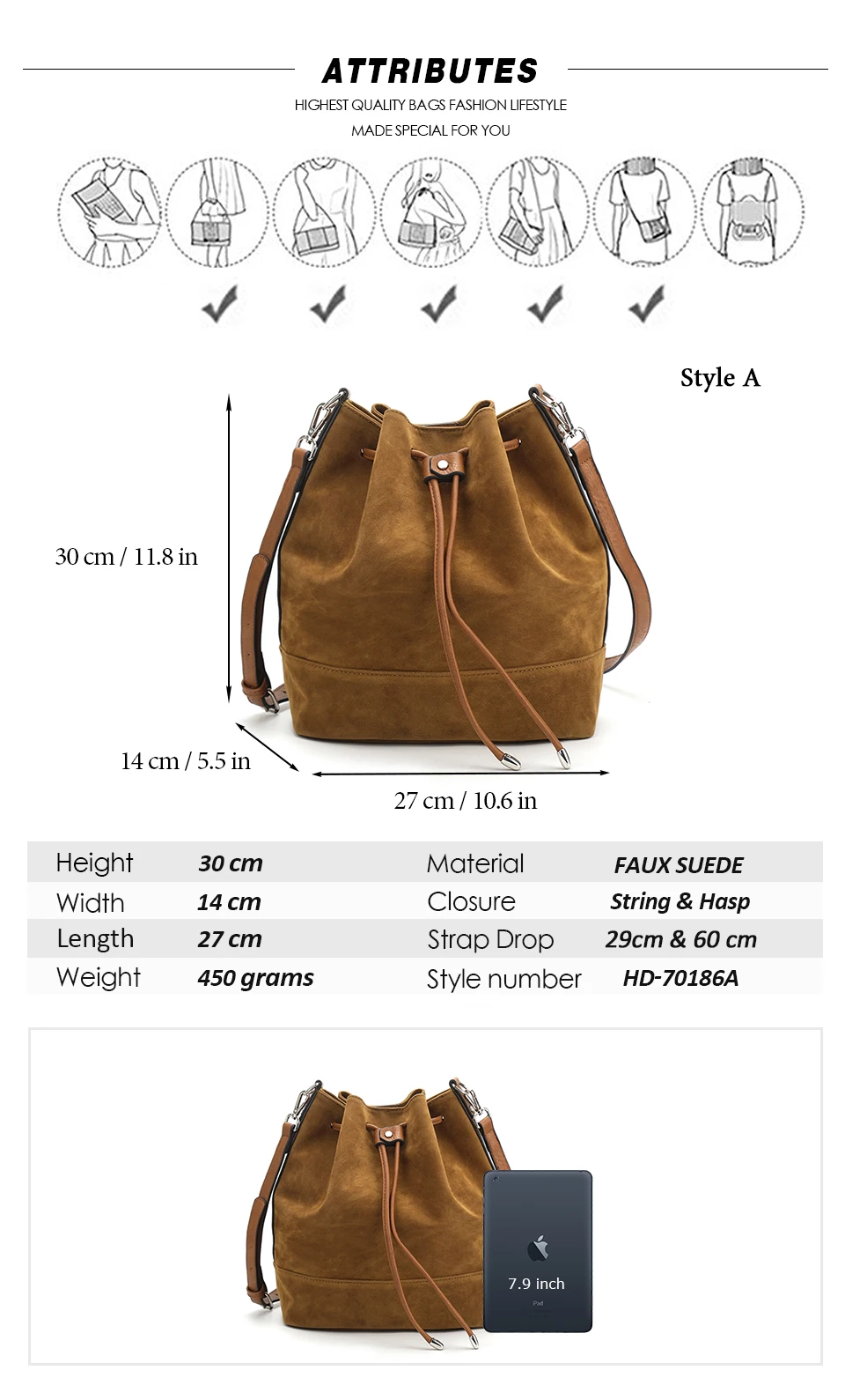 Женская сумка через плечо из искусственной замши; женская сумка через плечо; женские сумки-мессенджеры из искусственной кожи высокого качества; Большая вместительная сумочка; HD-70186