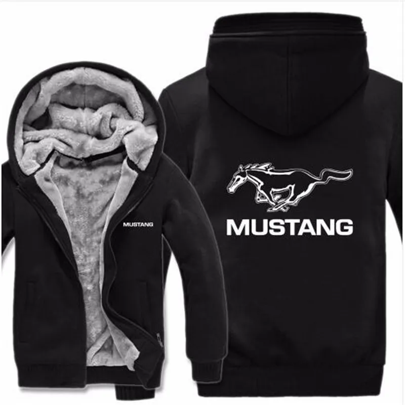 Толстовка с капюшоном Ford Mustang, зимняя мужская повседневная шерстяная флисовая куртка с подкладкой для мужчин Mustang, 50 лет, пуловер