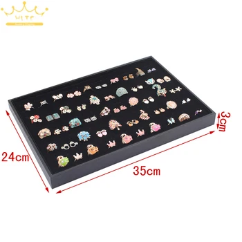 

New Design Black Velvet Ring Box Jewelry Box Earrings Ring Jewelry Box Tray Box free shipping 1pcs 35X24X3CM