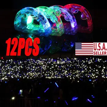 

12pcs Colorful Flashing Rattle Plastic Flashing Bell LED Handbell FLash Light Up Tambourine Neon Toy For Cheering Party Dancing