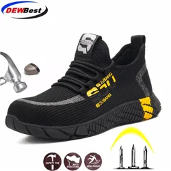 DEWBEST – chaussures de sécurité pour hommes, baskets indestructibles avec capuchon en acier Anti écrasement, chaussures de travail 