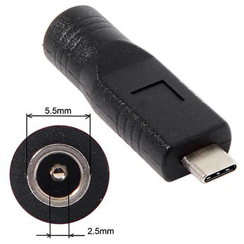 DC Разъем 5,5x2,5 мм вход для USB-C type-C разъем питания адаптер зарядки для ноутбука телефона