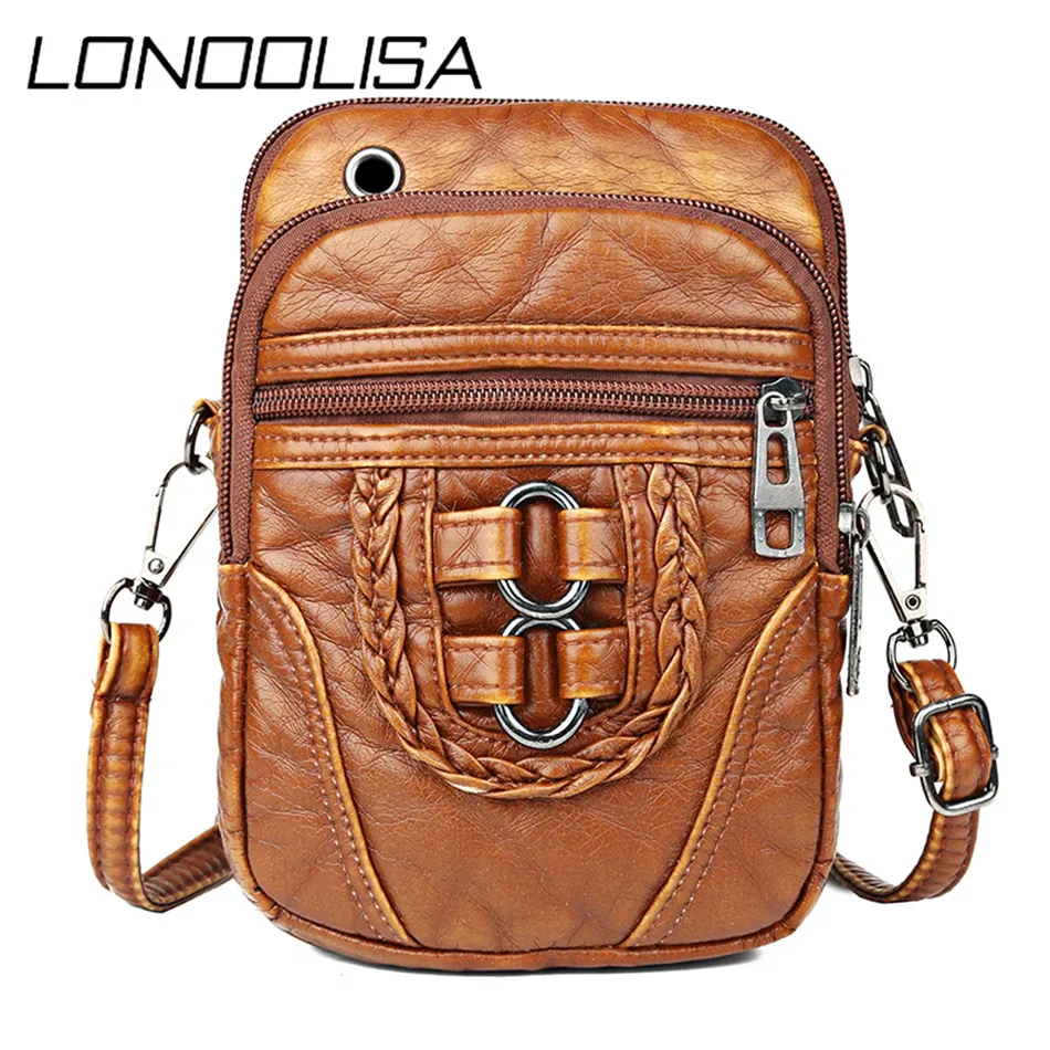2020 Женская винтажная сумка на плечо мягкая потертая кожаная через сумки для