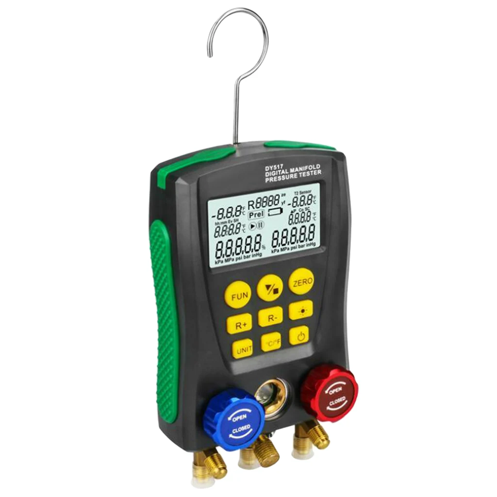 Digital Vacuum Pressure Manifold Tester Meter HVAC Temperature Test