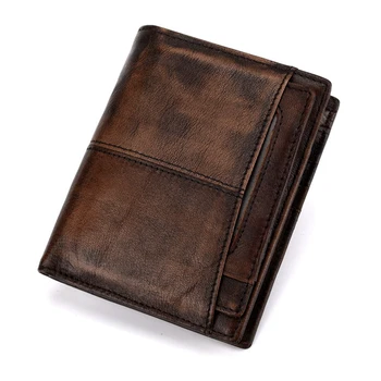 

BAOERSEN Mens Wallets Cow Leather Vintage Men's Wallet Male Credit Card Holder Money Purse