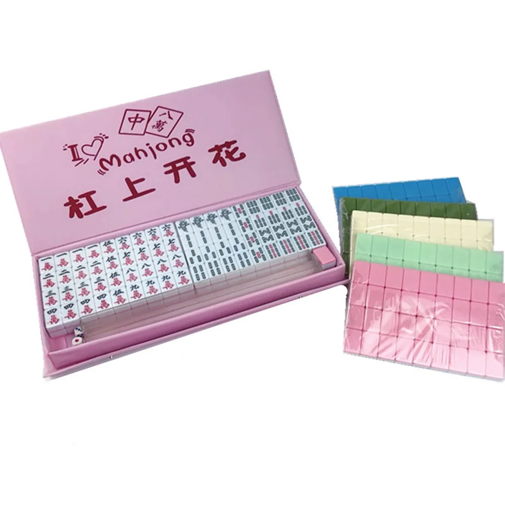  Mini Mahjong Toy Portable Folding Wooden Box Mahjong Set Table Game Mahjong Travelling Board Game E