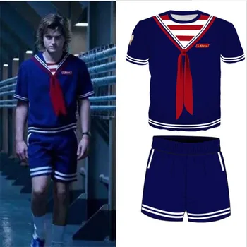 

Film Stranger Things Season 3 Steve Character costume cosplay Halloween costume party Latest model Blue clothing