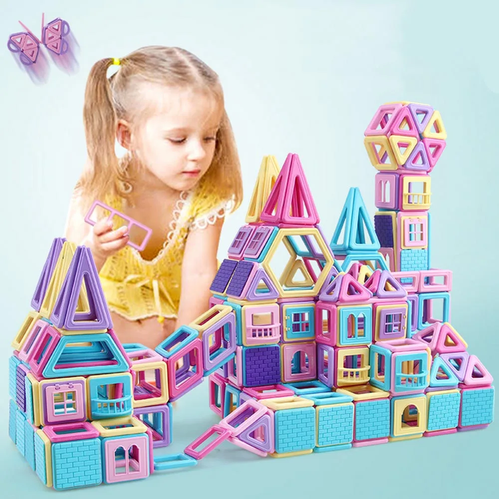 

Kids 38pcs Magnetic Building Blocks Parts 3D Triangle Square Magnet Stacking Bricks Magnetic Building Construction Model Toy