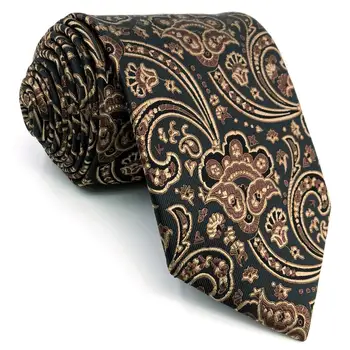 

D18 Dark Khaki Abstract Men Necktie Silk Classic Wedding Extra long size 63" Novelty Fashion Ties for male