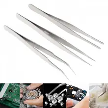 3 шт./лот 1,2 мм Пинцет из нержавеющей стали прямой локоть шлифовальный Пинцет ПВХ упаковка