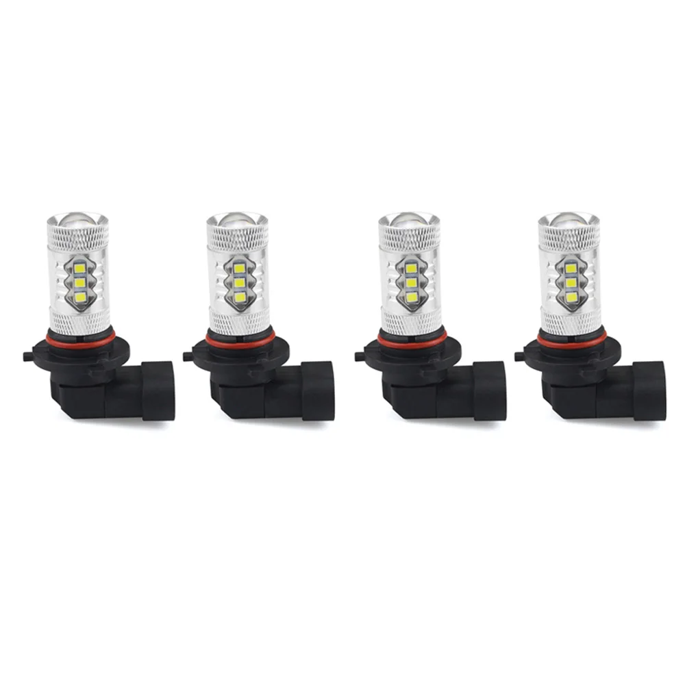 4Pcs 80W 9005-HB3&9006-HB4 LED Headlight Bulb White Light 12-SMD 6500K High Beam White Car LED Lights Car Accessories