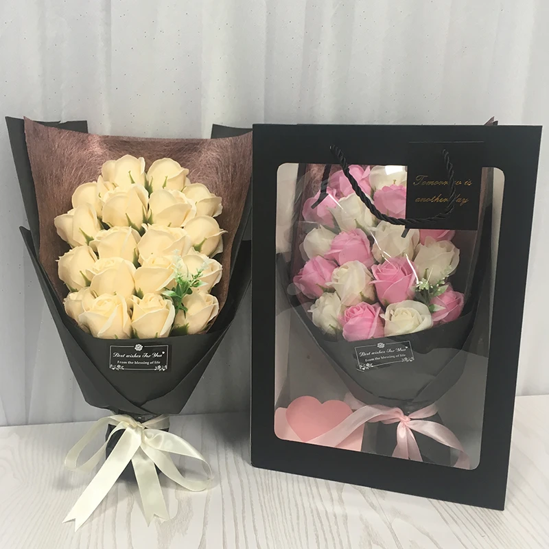 Flone 18pcs Creative Scented Artificial Soap Flowers Rose Bouquet Gift Box Simulation Rose Valentines Day Birthday Gift Decor Artificial Dried Flowers Aliexpress