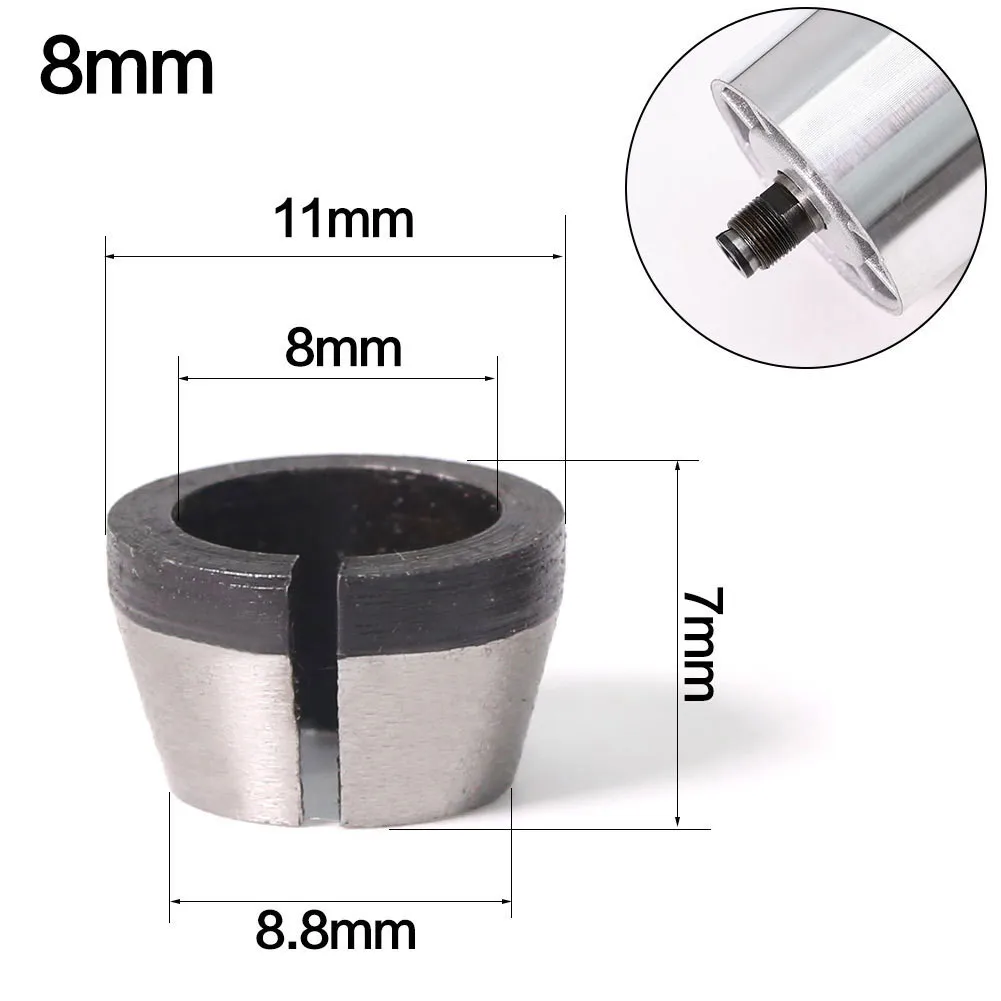 5Pcs/Set 6mm 6.35mm 8mm Collet Chuck Adapter Engraving Trimming Machine Chucks Trimmer Electric Router Bit Collets bit holder