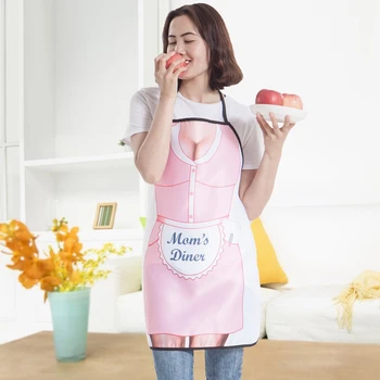 

Creative funny personality apron Korean fashion cute kitchen home waterproof waist women eat hot pot bib gown