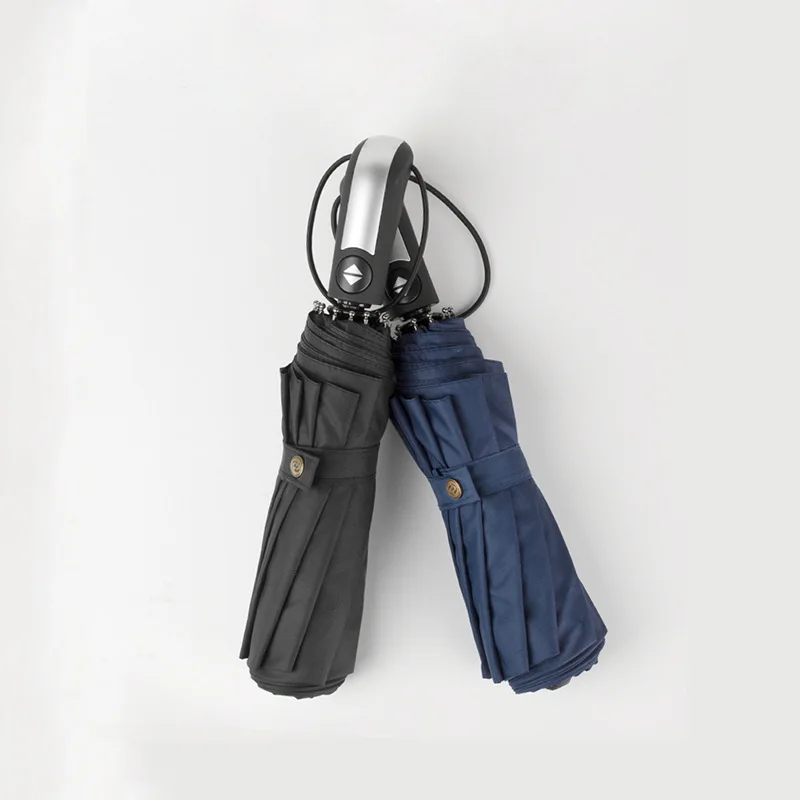 Ветрозащитный складной автоматический зонт от дождя для двух человек, роскошный мужской зонт с черным покрытием 10 к