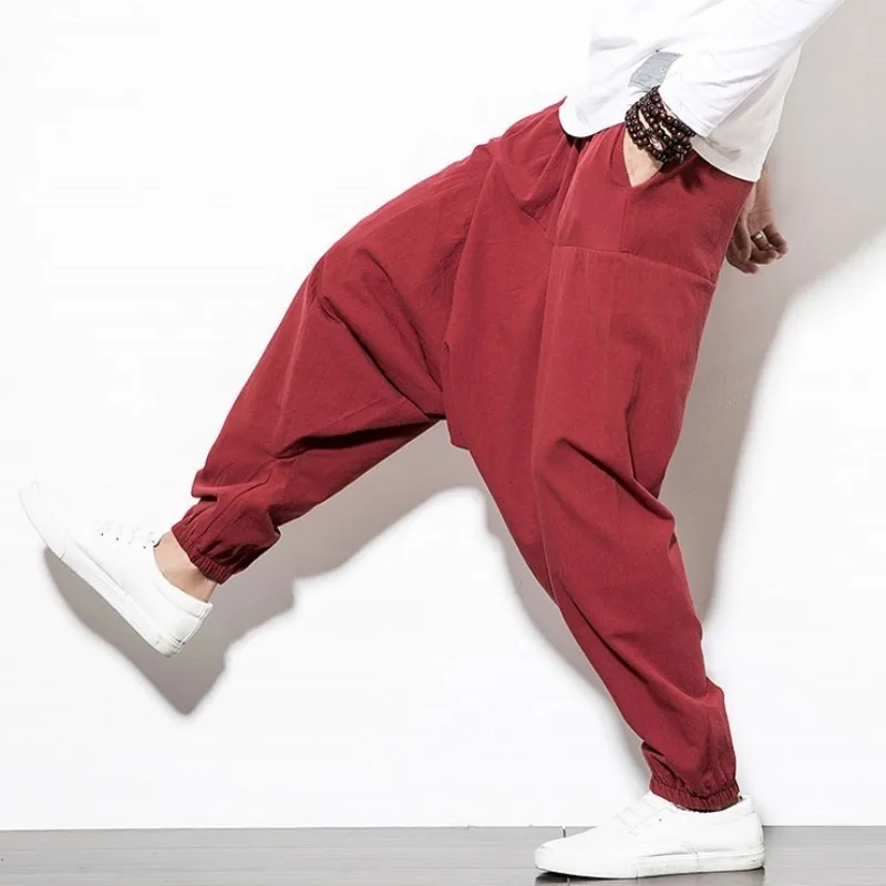2020 New Loose Fit Cross-Pants Men Vintage Fashion Large Size 5XL Hip Hop Harem Pants Cotton Linen Elastic Waist Casual Trousers 2020 New Loose Fit Cross-Pants Men Vintage Fashion Large Size 5XL Hip Hop Harem Pants Cotton Linen Elastic Waist Casual Trousers