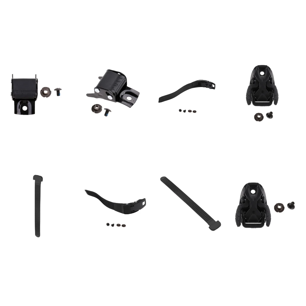 2 Set Inline Roller Skate Shoes Energy Strap Tie T Shape Spider Buckle Clasp Clip with Screws black